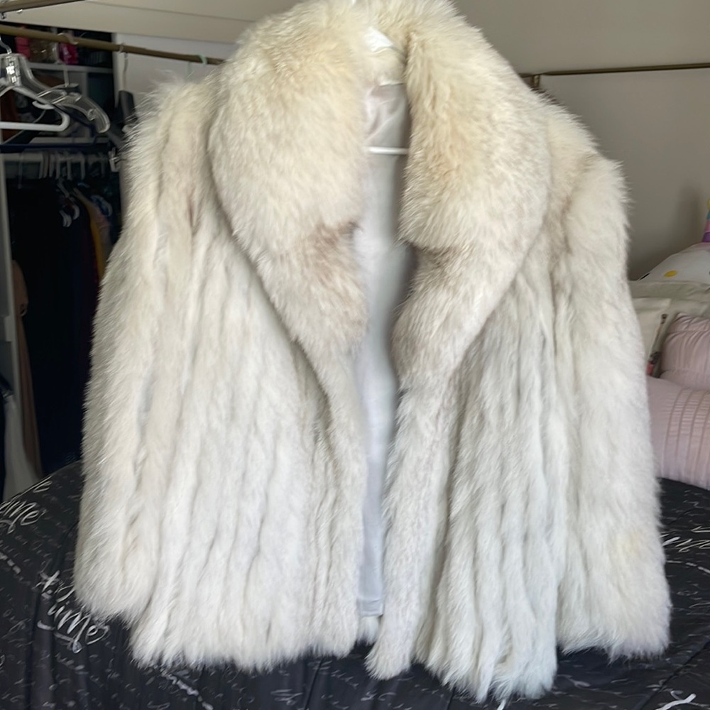 Natural blue fox fur coat